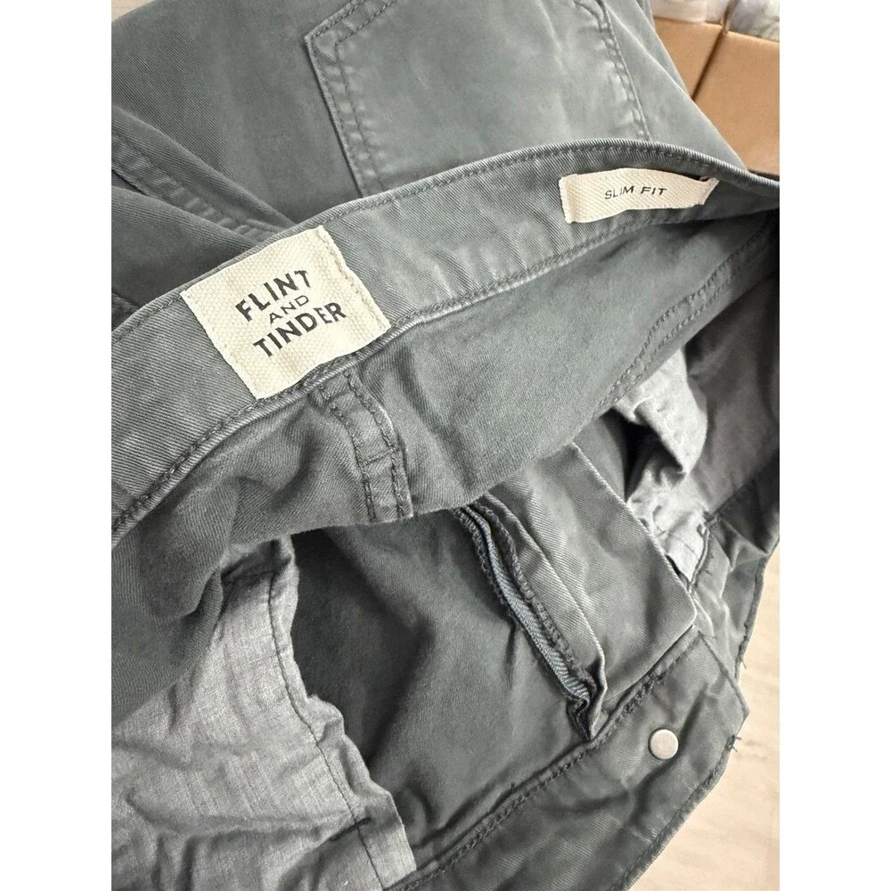 Flint And Tinder Pants Mens 34x30 Gray 365 Tapered 5 Pocket Stretch Casual